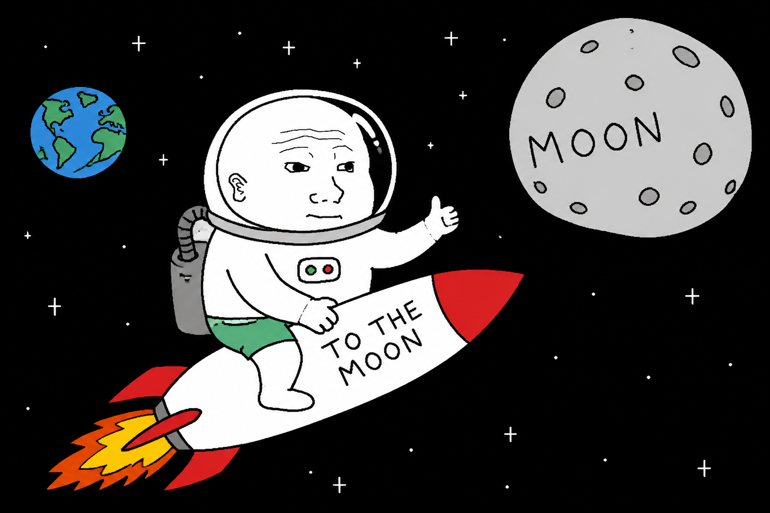 Pumpooor in astronaut suit going to the moon